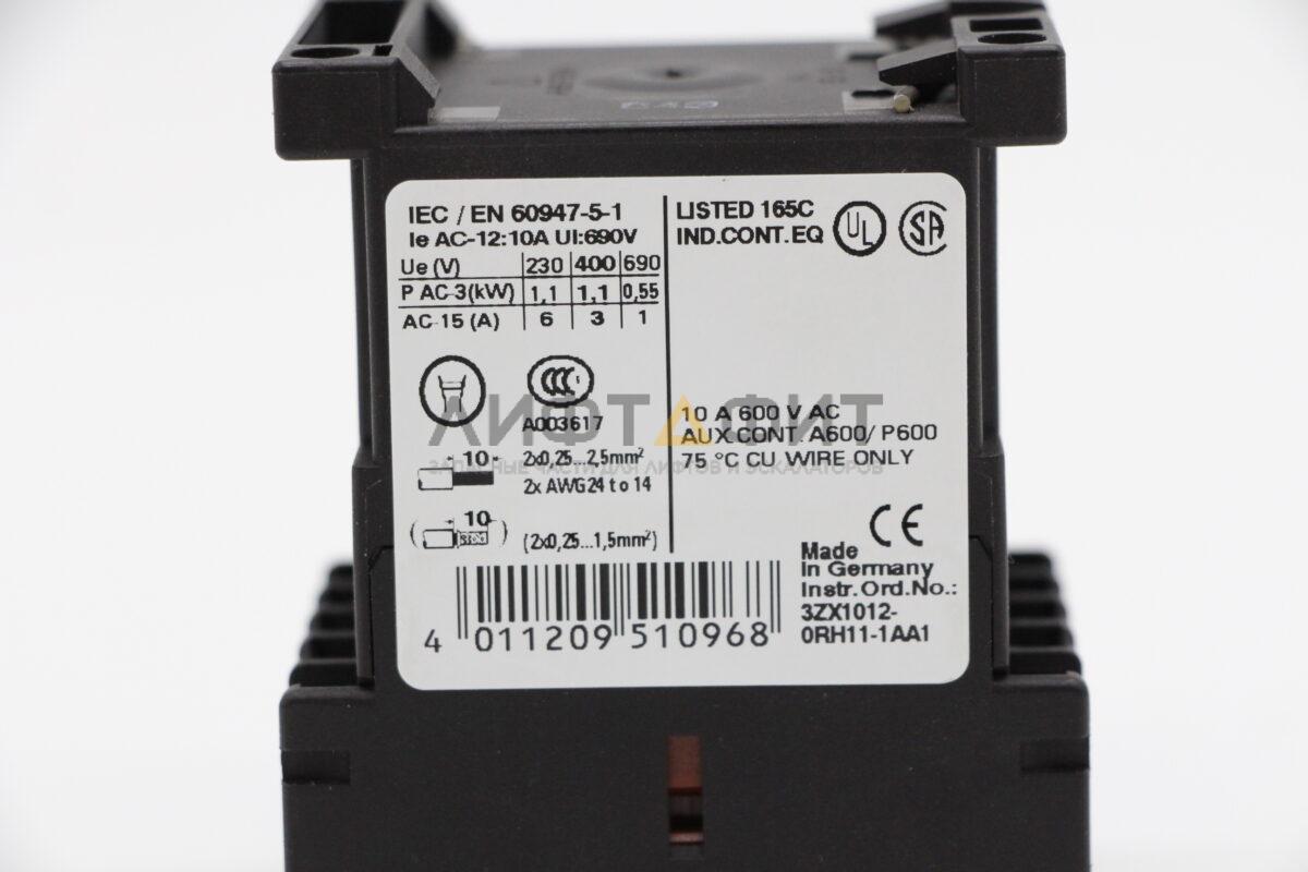 Вспомогательный контактор, 4НО, DC 12 V, 3ZX1012-0RH11-1AA1, Siemens